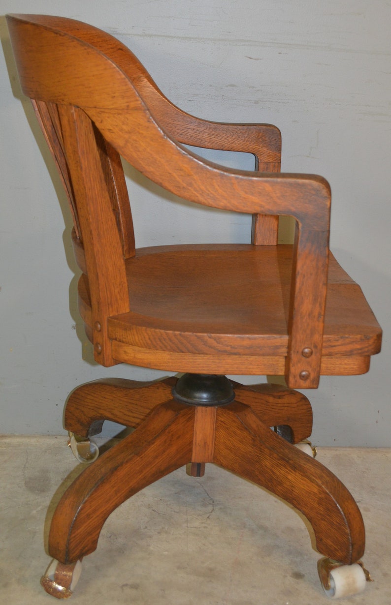 18822 Oak Barrel Back Swivel Lawyers Bankers Office Chair Etsy