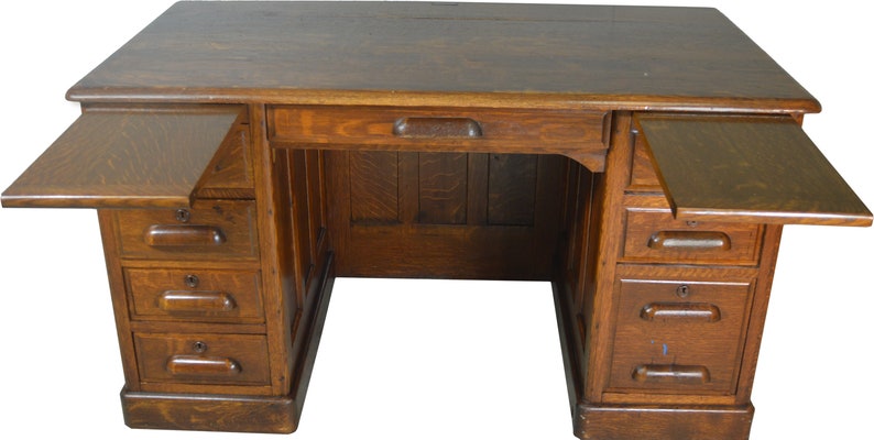 17609 Oak Lawyers Flat Top Desk Etsy