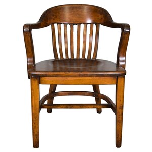 Antique Mahogany Lawyers Bankers Armchair #21954