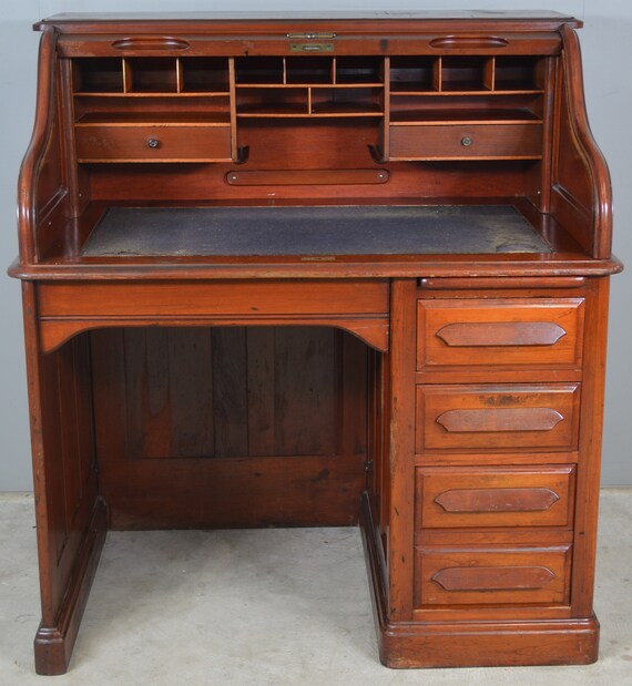 17884 Derby Victorian Cherry Roll Top Desk Etsy