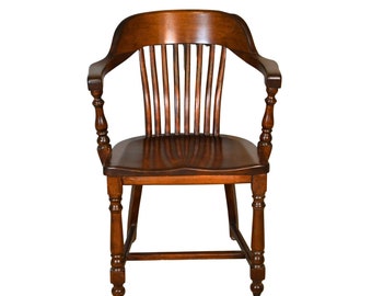 Antique Office Chair, Mahogany Bankers Lawyers Arm Chair #21500