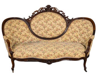 Antique Victorian Hand Carved Cameo Sofa #22586