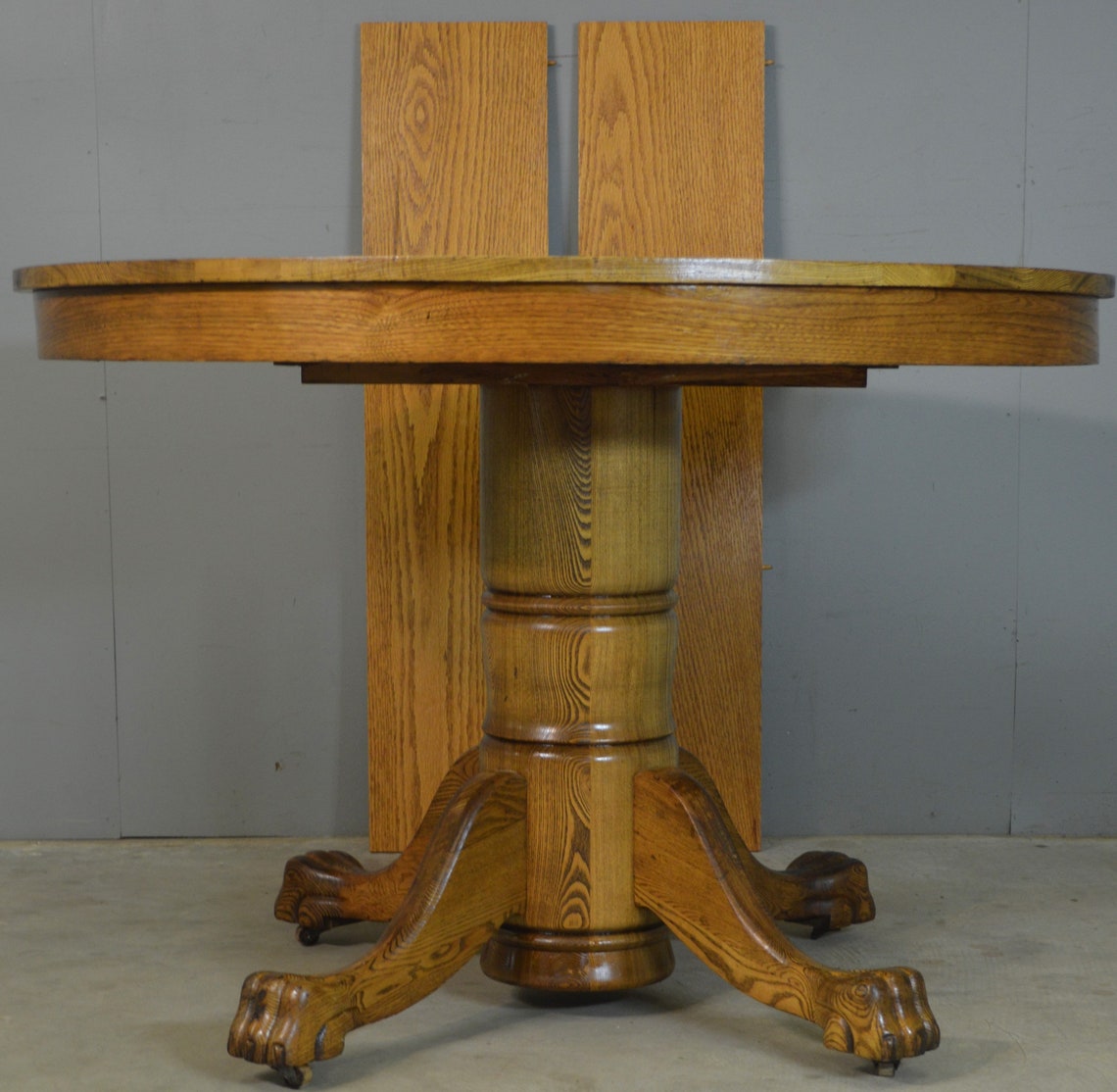 18696 Round Oak Claw Foot Dining Table & 4 Chair Set Etsy