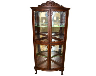 Antique Victorian Corner China Cabinet - Flint Horner  #21571