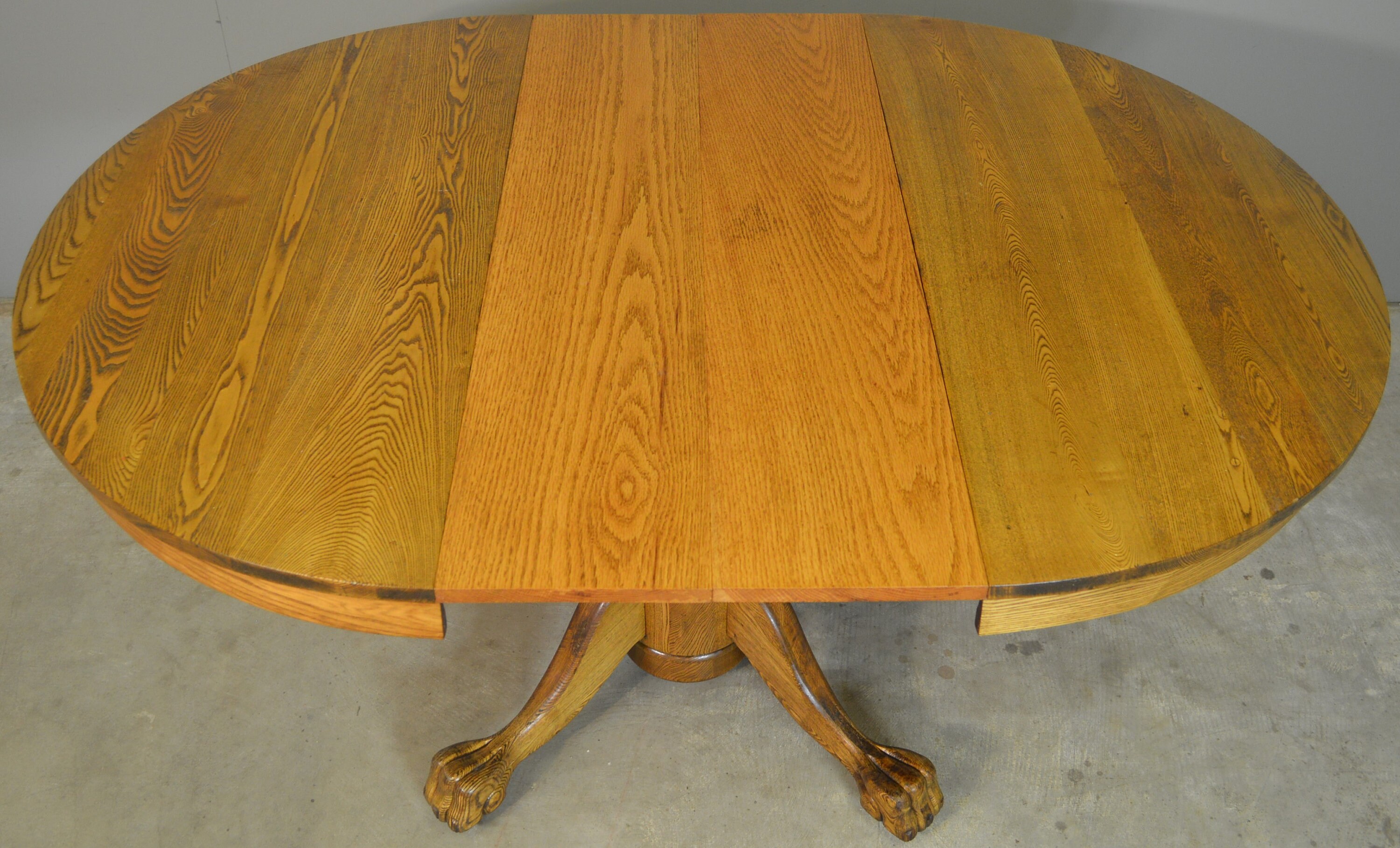 18696 Round Oak Claw Foot Dining Table & 4 Chair Set Etsy