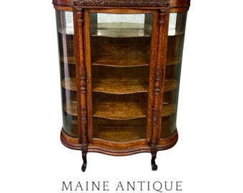 1920,s Oak Curved Glass Display Cabinet # 193956 Shipping is Not a