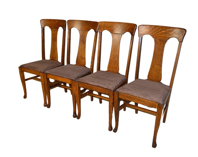 Antique Oak Dining Chairs, Set of 4, Refinished 21331 Etsy