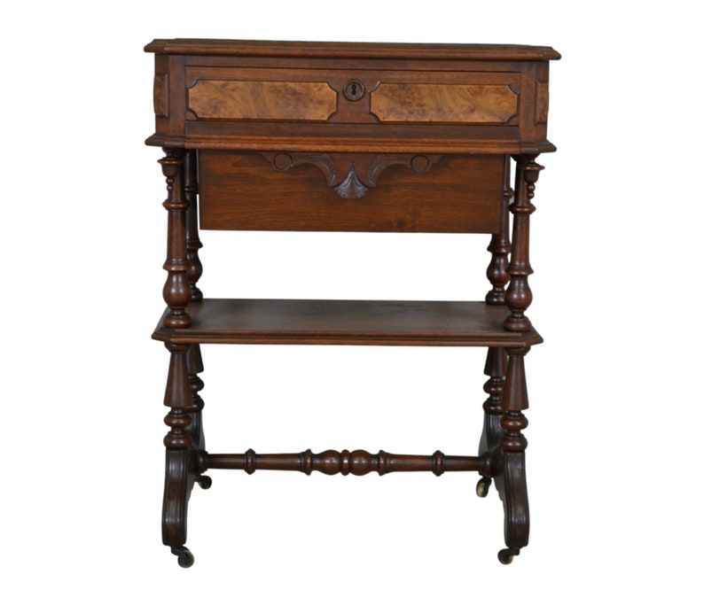 Antique Sewing Stand Walnut Victorian #17791 