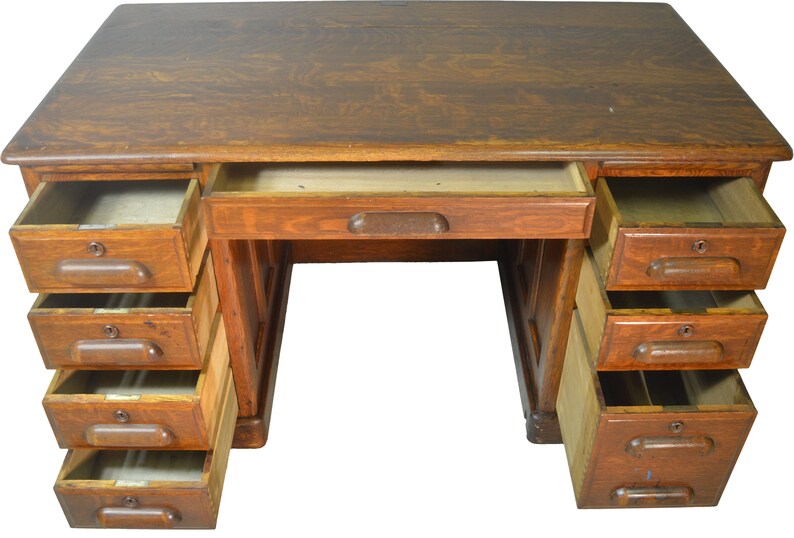 17609 Oak Lawyers Flat Top Desk Etsy