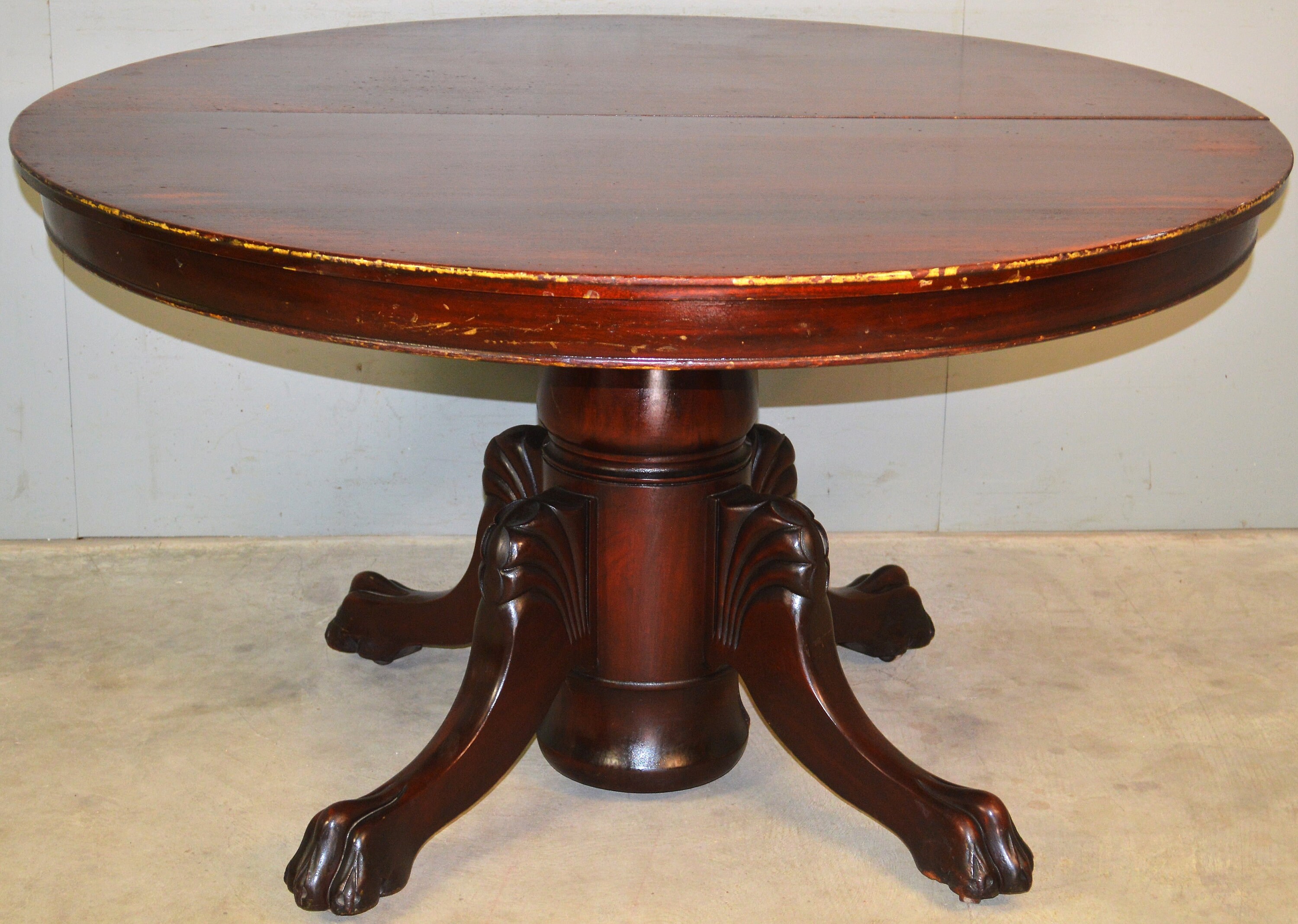 19657 Round Mahogany Claw Foot Dining Table 52 Inches w/2 Etsy