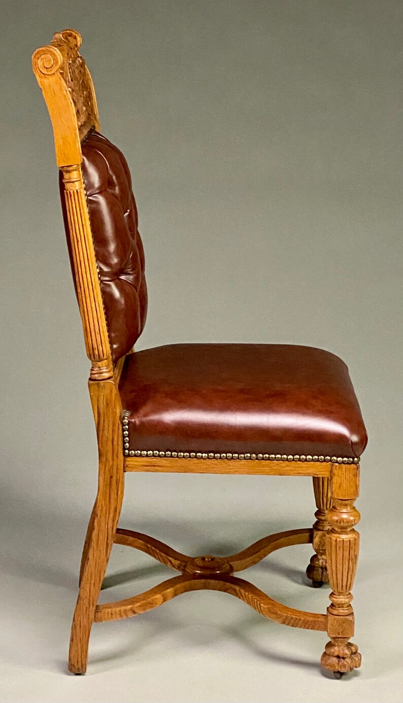 Antique Oak Dining Room Chairs Six Carved Oak Dining Chairs Etsy