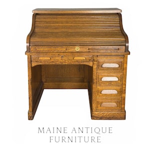 Oak Ladies Roll Top Desk by Standard Cabinet Co. – Dovetail Drawers #22605