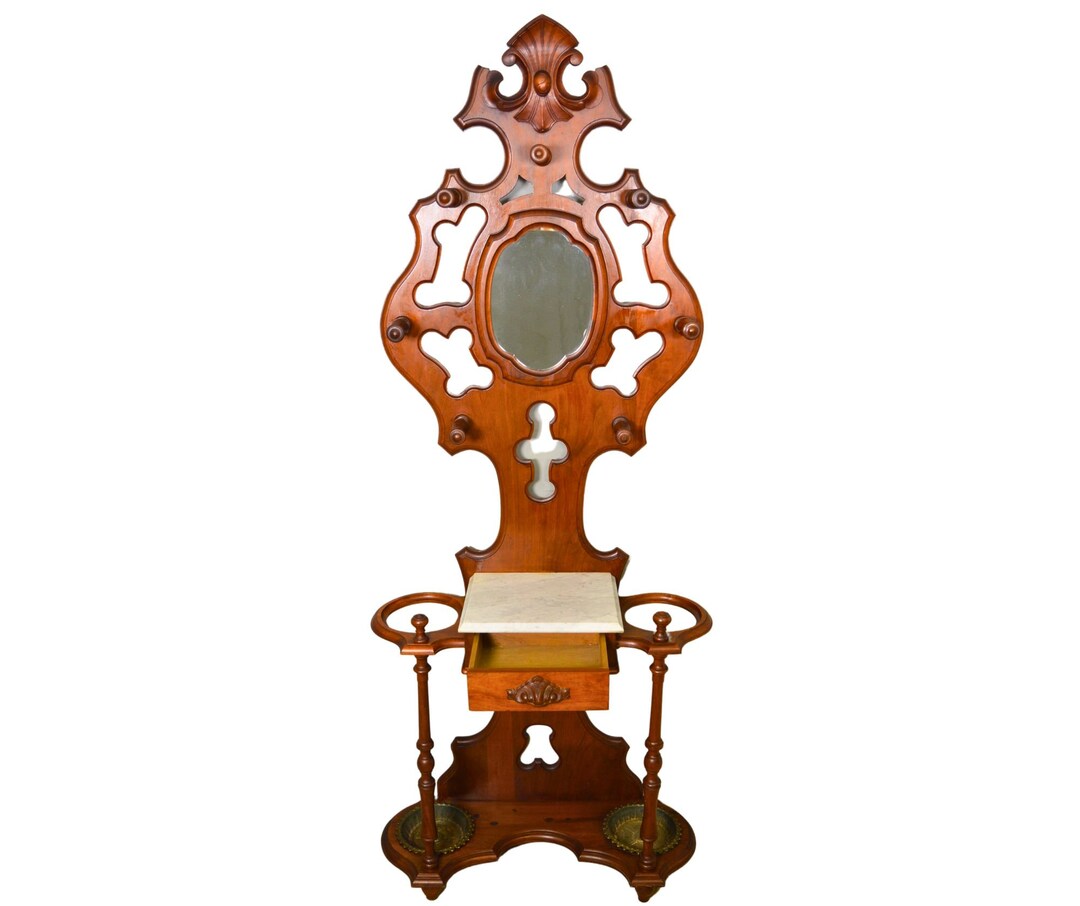 Antique Victorian Marble Top Hall Tree 21730 Etsy