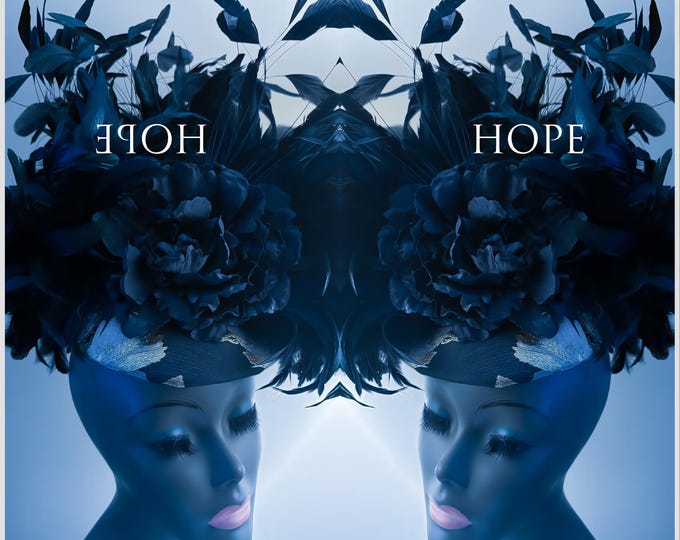 Featured listing image: DESIGNS BY HOPE |  Black Feather Chapeau | Black Hat |  Avant Garde Hat  |  Black & Gold  |  Church Hats  |  Formal Hats  |  Fascinator