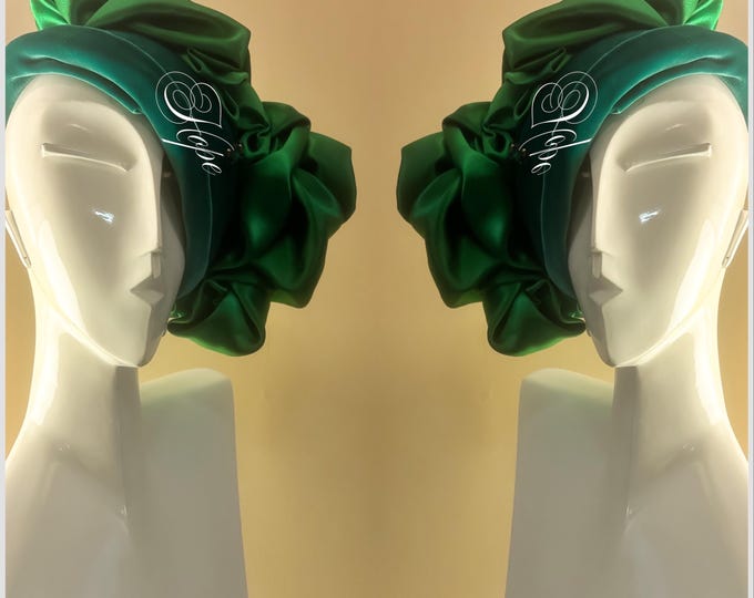 Featured listing image: Green Couture Chapeau  ||  Special Occasion  ||Draped Green Chapeau  ||  Millinery  ||  Hats  ||  Bespoke  ||  Designs By Hope  ||