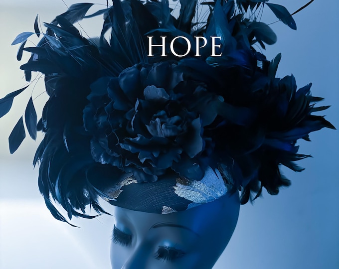 Featured listing image: DESIGNS BY HOPE |  Black Feather Chapeau | Black Hat |  Avant Garde Hat  |  Black & Gold  |  Church Hats  |  Formal Hats  |  Fascinator