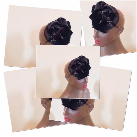 Designs by HOPE Special Occasion Haute Couture Accessories Ladies Gifts for  Her Avant Garde Black Hat Formal Hat -  UK
