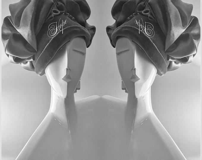 Featured listing image: Green Couture Chapeau  ||  Special Occasion  ||Draped Green Chapeau  ||  Millinery  ||  Hats  ||  Bespoke  ||  Designs By Hope  ||