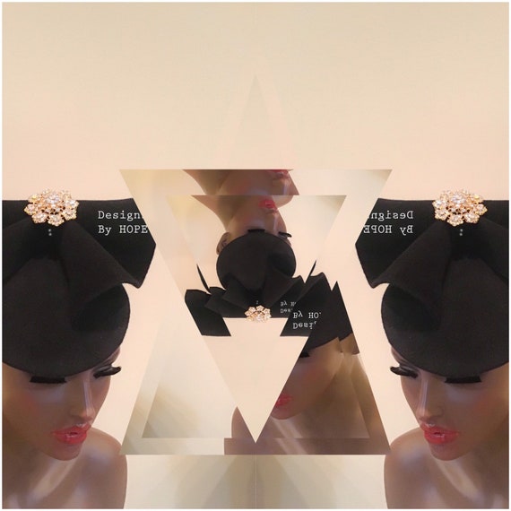 Black Couture Hat: Vintage Glamour Headpiece, Formal  display picture 2
