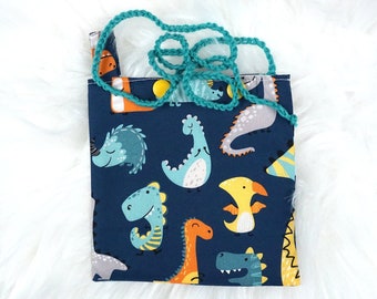 SMALL catheter bag - Chemotherapy bag - Port catheter bag - with or without snap fasteners - Dinos blue