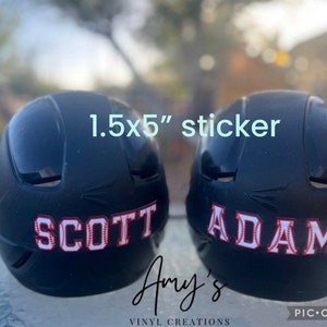 Custom Baseball/ Softball helmet sticker- NEW - two size options tball 3.5” wide and  baseball 5” wide