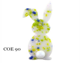 Bullseye COE 90 White Bunny Rabbit Fusible Precut Glass Fusing Supplies