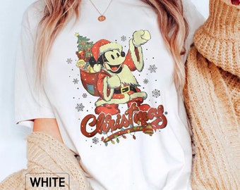 Comfort Colors® Vintage Mickey Santa Merry Christmas Shirts, Walt Disney World Christmas, Retro Disney Christmas Shirt, Disney Holiday Shirt