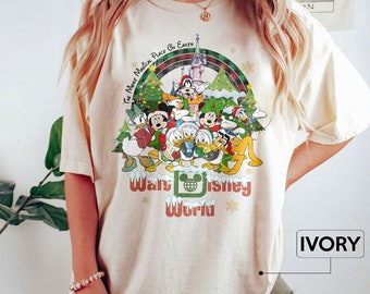 Comfort Colors® Vintage Walt Disney World Christmas Shirt, Disney Christmas Shirt, Mickey and Friends Christmas Shirt, Magic Kingdom Shirts