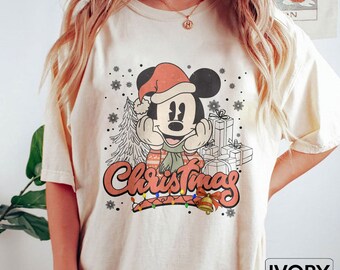 Comfort Colors® Vintage Mickey Christmas Shirts, Retro Disney Christmas Shirt, Disney Christmas Light Shirt, Disney Holiday Shirt