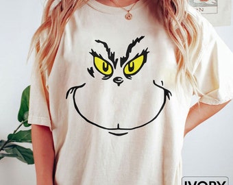 Comfort Colors Grinch Face Christmas Shirt, Funny Christmas Shirt, Funny Grinch Shirt, Merry Christmas, Christmas Holiday Tee,Christmas Gift