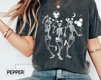 Comfort Colors Disney Skeleton Shirt, Skeleton Mickey Shirt, Mickey Balloon T-shirt, Disney World Shirt, Disneyland Family Shirts