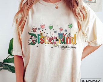 Comfort Colors® Disneyland Merry Christmas Shirt, Disney Christmas Balloons Shirt, Disney Xmas Shirt, Christmas Light Shirt