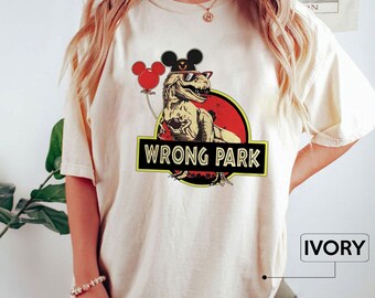 Comfort Colors Wrong Park Shirt, Disney Shirt, Disney Wrong Park Shirt, Mickey Shirt, Dinosaur Shirt, Dinosaur Cartoon, Tyrannosaurus Shirt