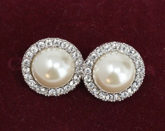 MOTHER'S DAY GIFT Jackie Kennedy Silver and Pearl Pierced Earrings for Graduation Anniversary or June Birthday Gift for Her - 499a