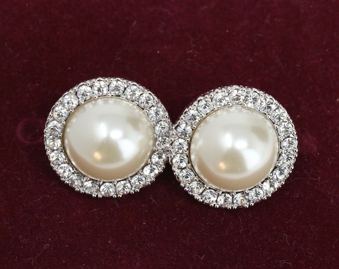 JBK Pearl Earrings Jackie Kennedy Pierced Earrings in Silver with Crystals Gift for Her Birthday Wedding Anniversary or Mother’s Day 499abwm