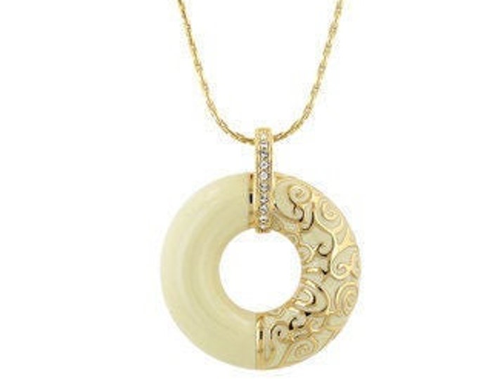 JBK Love Circle Necklace - Cream Enamel with Gold Accents - No. 277