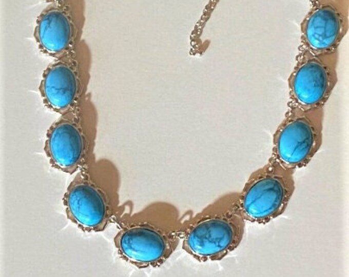 Jackie Kennedy Silver and Turquoise Necklace by Camrose  and Kross for Wedding Anniversary or December Birthday Gift for Her - 188