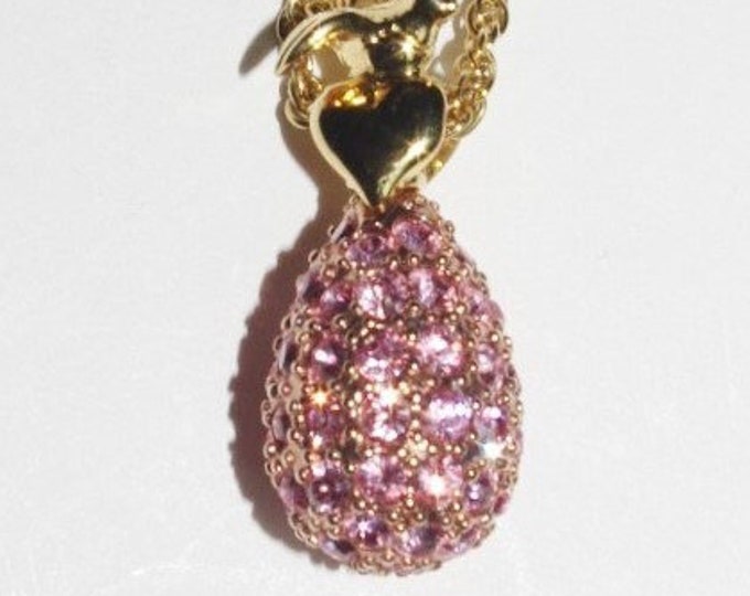 Joan Rivers Egg Necklace with Pink Crystals - S1590