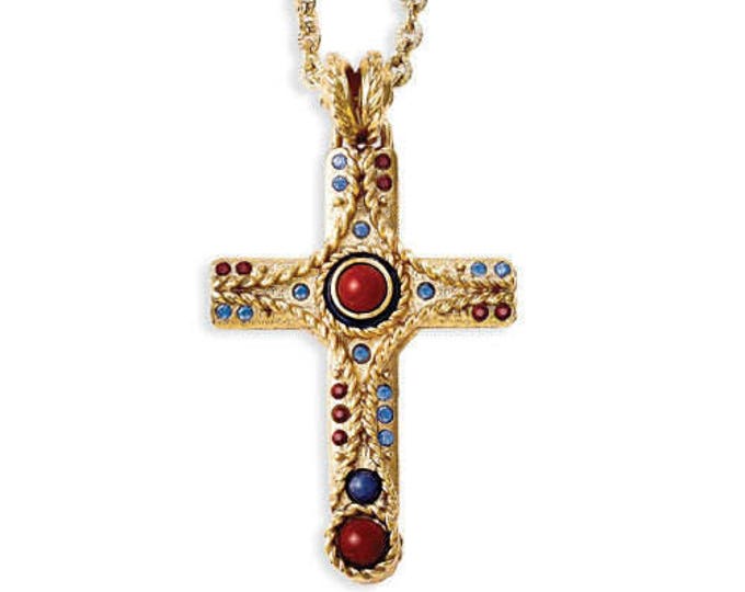 JBK Jewelry Cross Necklace with Jasper Stones Jackie Kennedy Style by Camrose & Kross