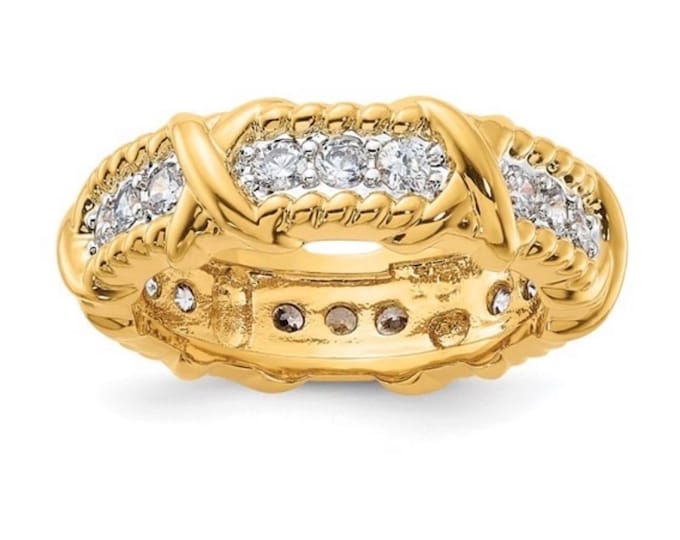 Gold Friendship Ring with Simulated Diamonds from the Jackie Kennedy JBK Collection by Camrose and Kross Gift for Best Friend Gift for Her