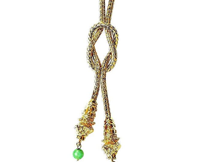 Jackie Kennedy Gold Necklace with 2 Lion Heads JBK Gold Necklace with Jade Accents by Camrose Kross Gift for Her Anniversary or Birthday 206