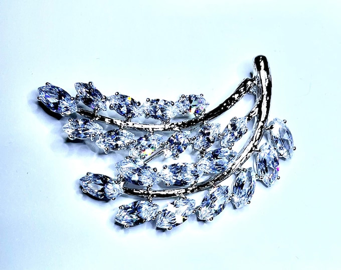 JBK WEDDING PIN Jackie Kennedy Silver and Crystal Brooch by Camrose Kross Gift for Her Wedding Anniversary or Birthday - 620wab