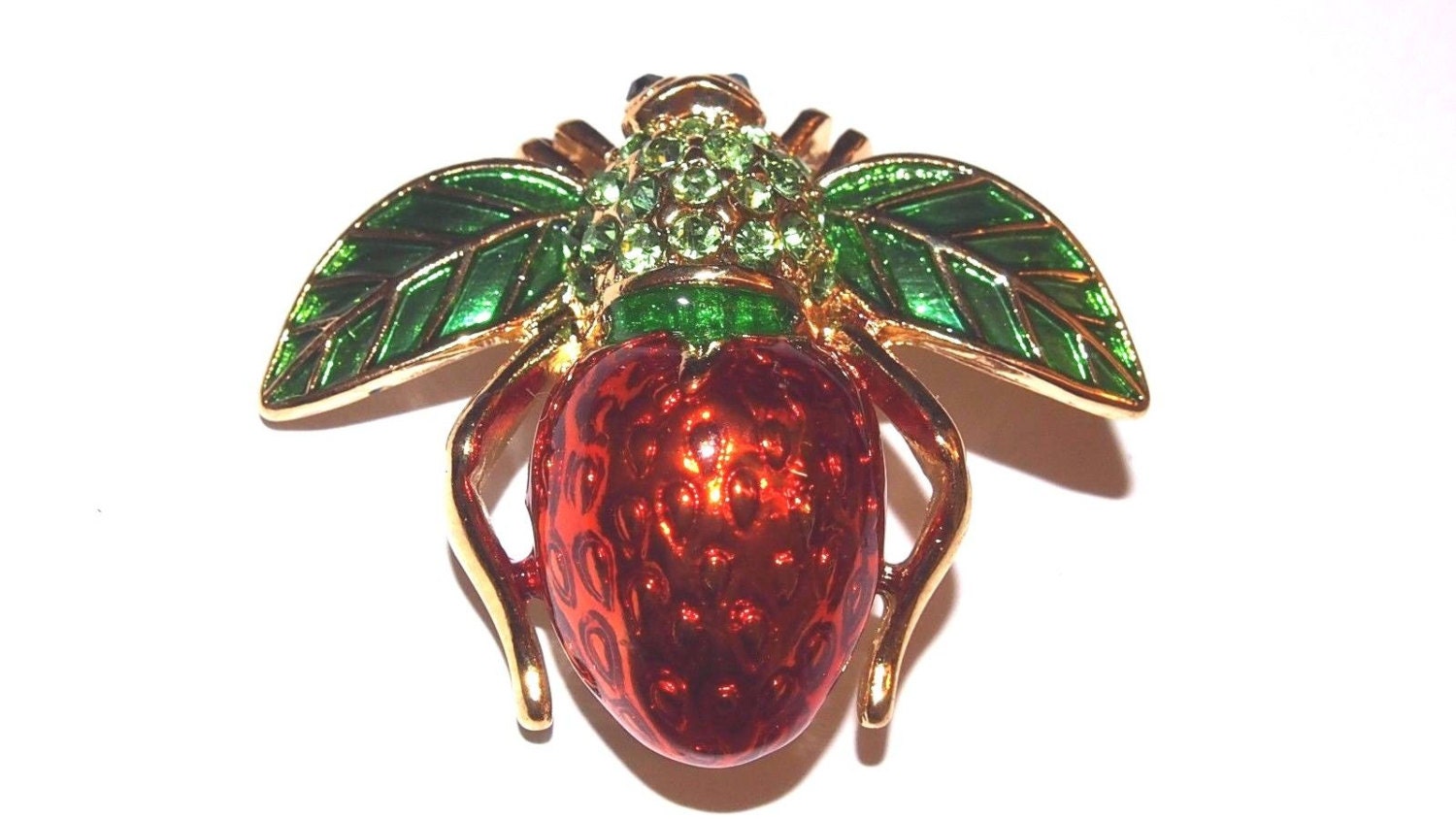 Joan Rivers Strawberry Bee Pin 