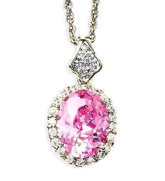 Jackie Kennedy Pink Pendant Necklace JBK Gold Necklace With