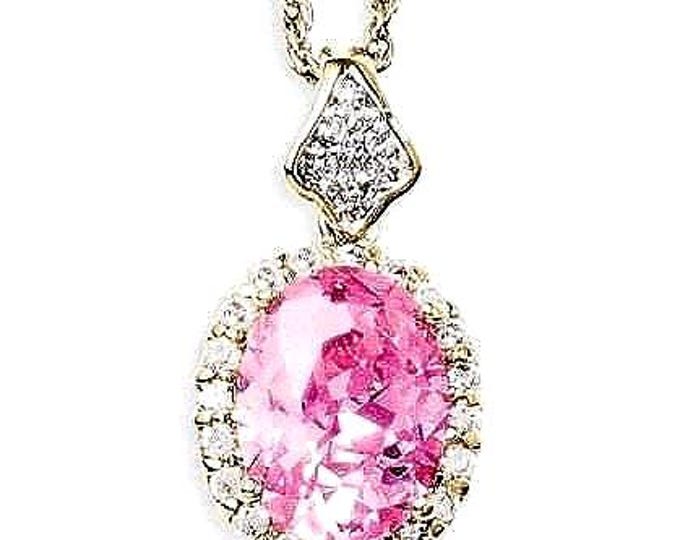 Jackie Kennedy Pink Pendant Necklace JBK Gold Necklace with Pink Pendant by Camrose Kross Gift for Her Anniversary or Birthday -  248n