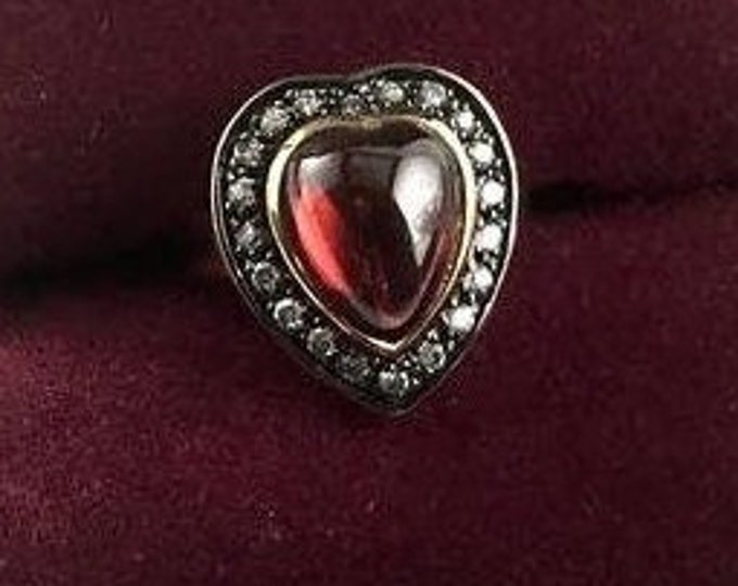 Jackie Kennedy Red and Gold Heart Ring by Camrose and Kross for Wedding Anniversary or July Birthday Gift for Her