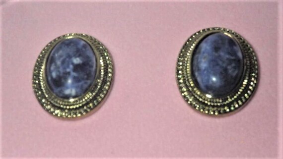 Audrey Hepburn Earrings - Denim Blue Sodalite Pie
