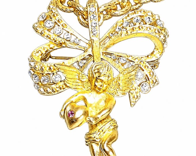 JBK Jewelry Chain Necklace with Cherub Pin-Pendant Jackie Kennedy Style by Camrose & Kross