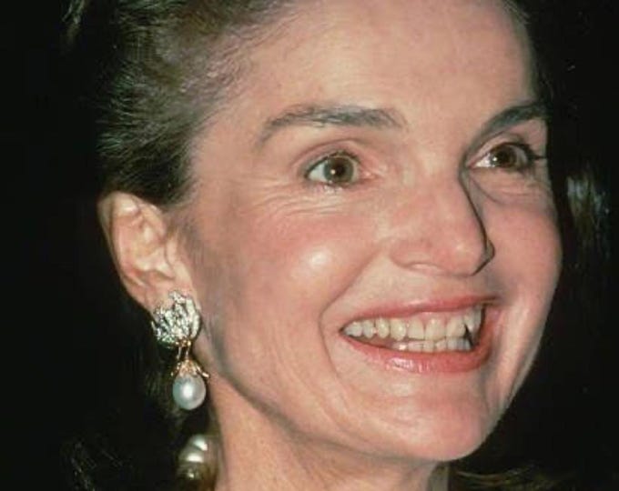 JBK Jackie Kennedy Double Strand Pearl Necklace: Simulated Sapphire Clasp