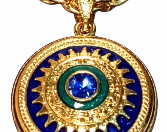 JBK Jewelry Reversible Necklace Blue and Gold  Jackie Kennedy Style by Camrose & Kross
